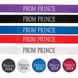 Prom Prince Ribbon Sash and Button Set