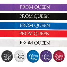 Prom Queen Ribbon Sash and Button Set