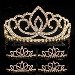 Golden Glitz Queen and Court Tiara Set